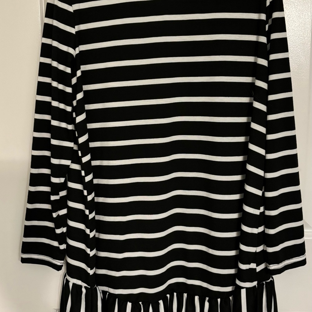 Black and White Striped Fringe Top